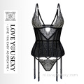 Klassieke mode zwart sexy corset lingeriet set